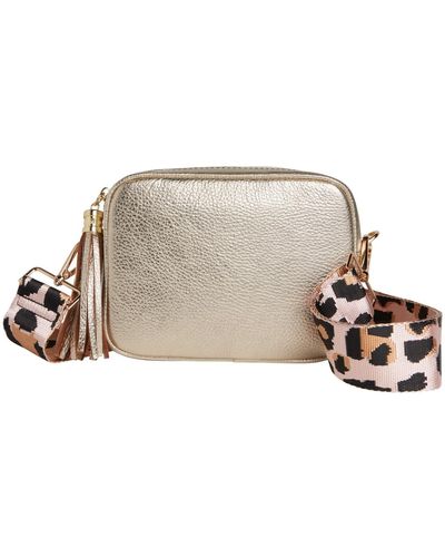 Betsy & Floss Verona Crossbody Tassel Bag With Light Leopard Strap - Natural