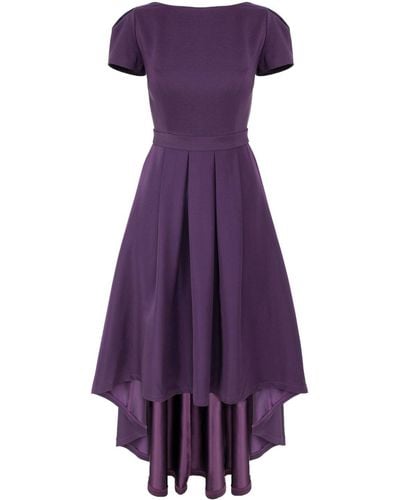 ROSERRY New York Classic Asymmetrical Dress With Pockets In Plum - Purple