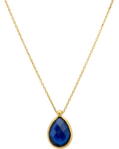 LÁTELITA London Petite Drop Necklace Gold Sapphire Hydro - Blue