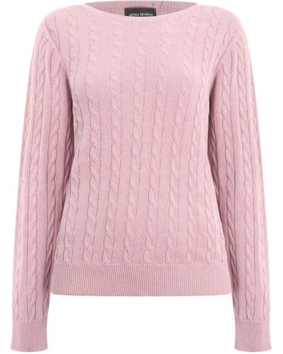 James Lakeland Cable Knit Sweater Pale Pink