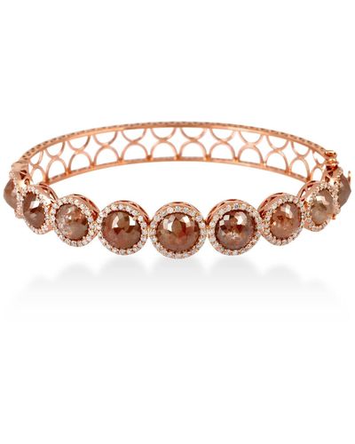 Artisan Natural Ice Diamond Bangle Bracelet In 18kt Solid Rose Gold Jewellery - Pink