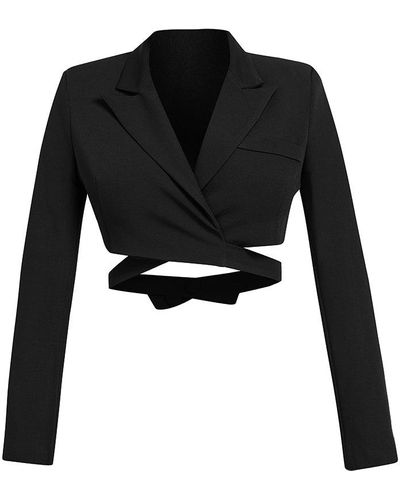 Cliché Reborn Cropped Tailored Blazer In - Black