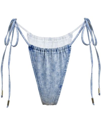 MONIQUE MORIN LINGERIE Bleach Denim Bikini Bottom - Blue