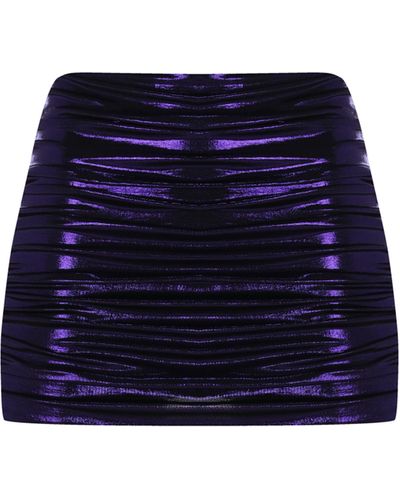 Khéla the Label After Party Metallic Skirt In Purple - Blue