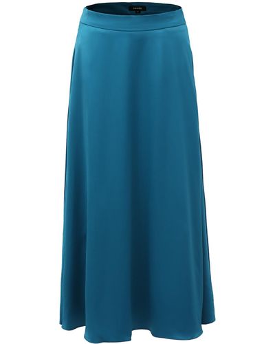 Smart and Joy Flared Midi Satin Skirt - Blue