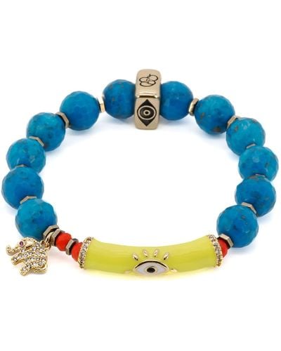 Ebru Jewelry Turquoise Unique Protection Bracelet - Blue