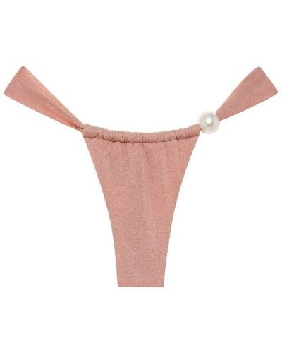 Montce Prima Pink Sparkle Sandra Pearl Bikini Bottom - White