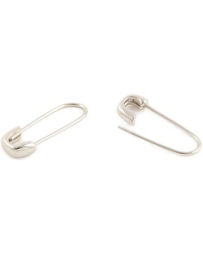 Kris Nations Safety Pin Earrings Sterling - White