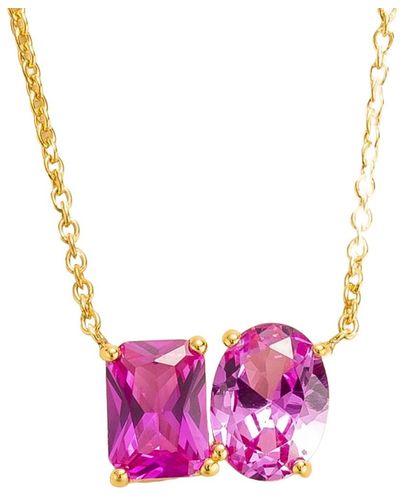 Juvetti Buchon Gold Necklace Set With Pink Sapphire
