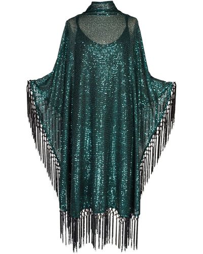 Jennafer Grace Monte Carlo Jade Mock Neck Caftan Kaftan Dress With Slip - Green
