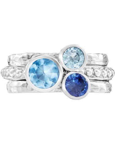 Dower & Hall Cosmic Twinkle Stacking Rings - Blue