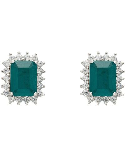 LÁTELITA London Elena Gemstone Stud Earrings Emerald Silver - Green