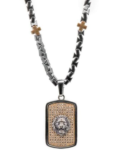Ebru Jewelry Unique Lion Necklace - Metallic