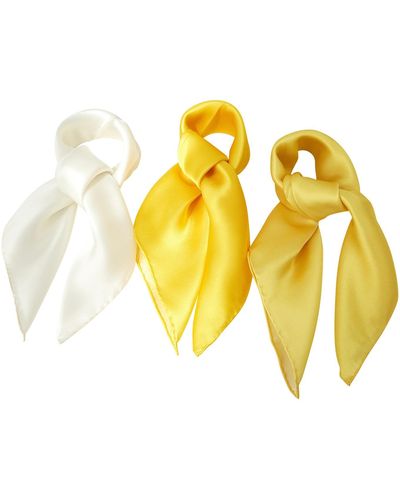 Soft Strokes Silk Pure Silk Scarf Daffodil Solid Colour Collection Set Of Three Small - Yellow