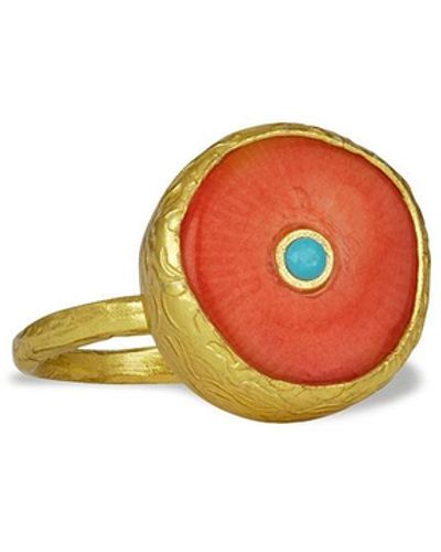Ottoman Hands Amalfi Coral Cocktail Ring - Multicolour