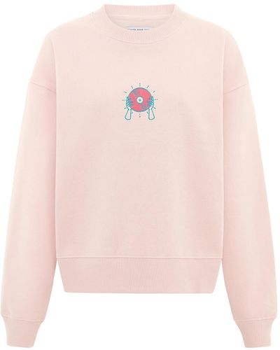 blonde gone rogue Vinyl Embroidered Organic Cotton Sweatshirt In Pink