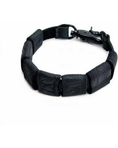 WAIWAI Boiled Leather Beads Bracelet - Black