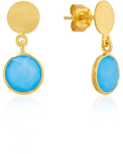 Auree Salina Gold Vermeil & Chalcedony Disc Earrings - Blue