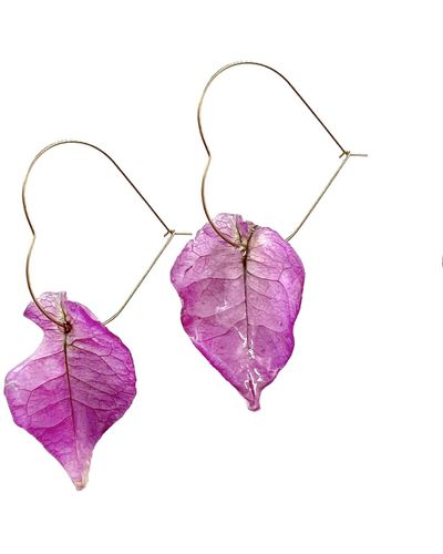 ELIN RITTER IBIZA Ibiza Flower Cerise Bougainvillea Heart Earrings Pink - Purple