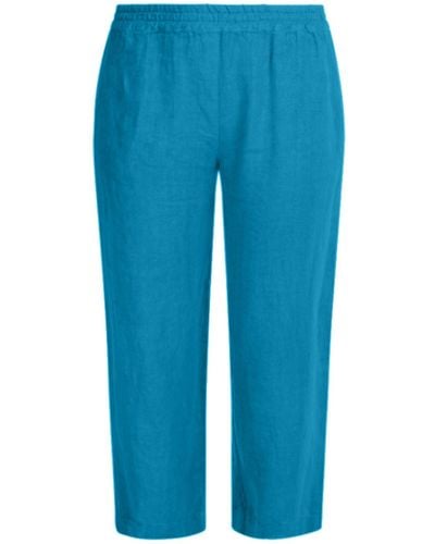 Haris Cotton Cropped Linen Trousers - Blue