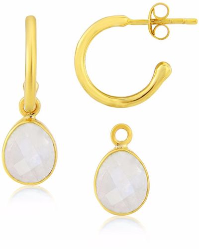 Auree Manhattan Gold & Moonstone Interchangeable Gemstone Earrings - Metallic