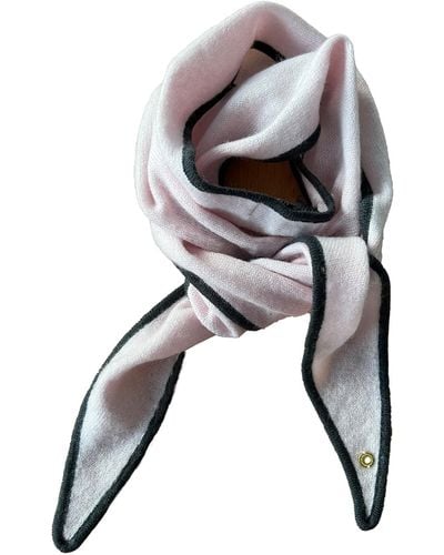 tirillm Ayla Small Neck Scarf In Soft Pure Cashmere, Powder Pink - Gray