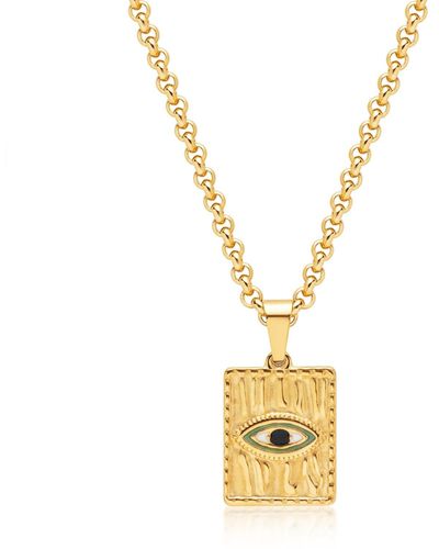 Nialaya Necklace With Evil Eye Pendant - Metallic