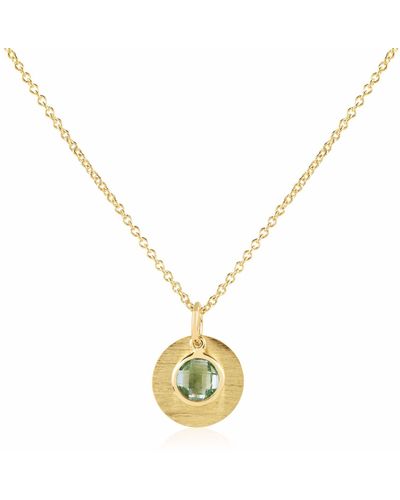 Auree Bali 9ct Gold August Birthstone Necklace Green Amethyst - Metallic