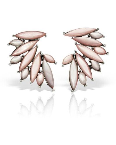 Elle Macpherson Neutrals / Serafim Pink Wing Earrings, Mother Of Pearl & Sterling Silver - Metallic