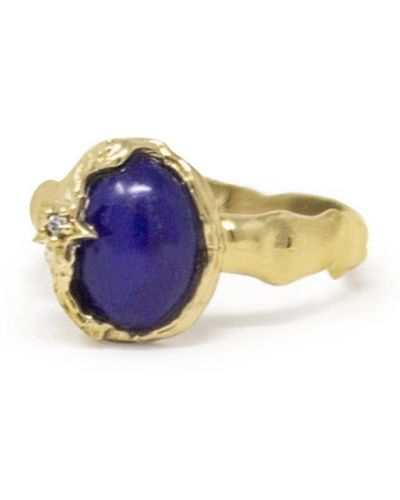 Vintouch Italy Ad Astra Gold-plated Lapis Lazuli Ring - Blue