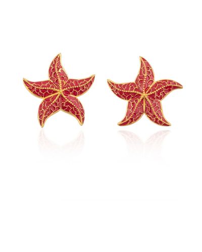 Milou Jewelry Starfish Earrings - Red