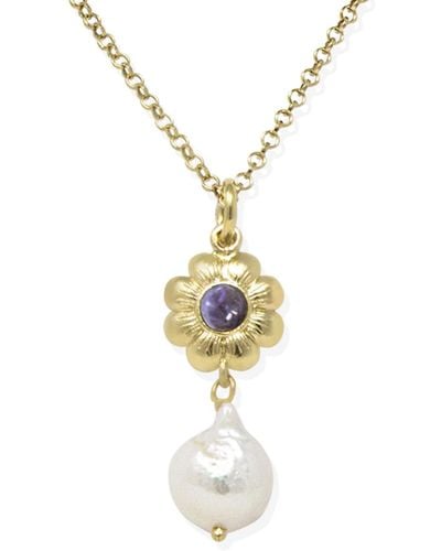 Vintouch Italy Mini Flower Gold-plated Iolite Necklace - Blue