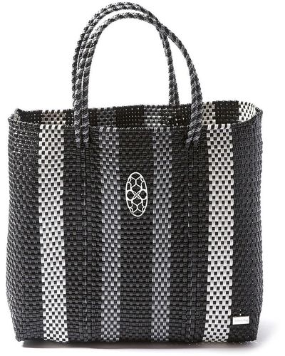 Lolas Bag Medium Black Stripe Tote Bag