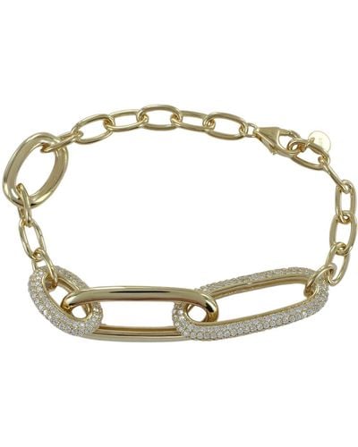 Reeves & Reeves Sparkly Paperclip Statement Bracelet Gold Plate - Metallic