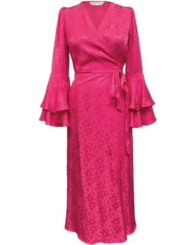 Lavaand The Dantea Wrap Dress In Pink Floral Satin