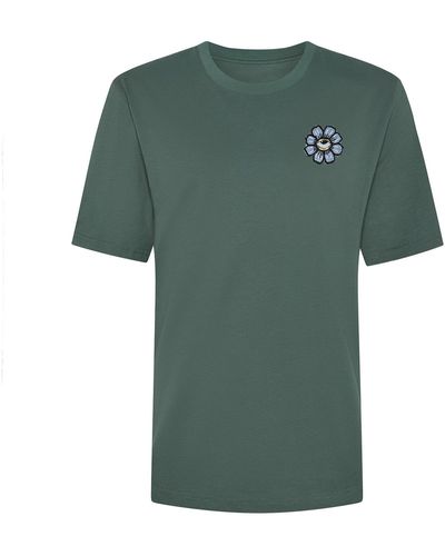 INGMARSON Blue Eyed Flower Upcycled Appliqué T-shirt - Green