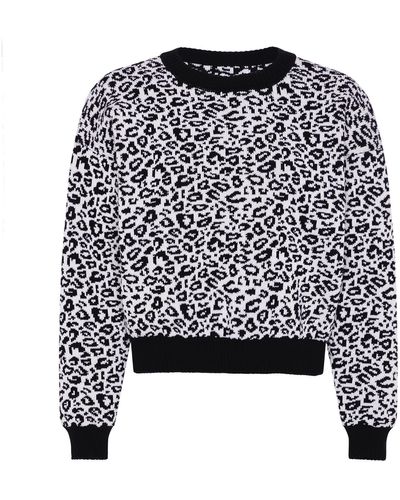 INGMARSON Leopard Knitted Wool & Cashmere Jumper Black & White
