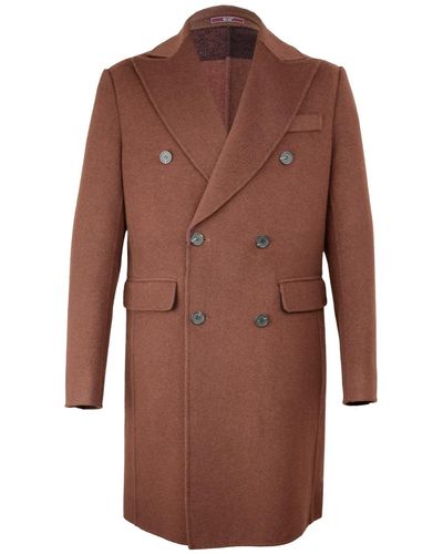 DAVID WEJ Signature Double Breasted Wool Overcoat – - Red