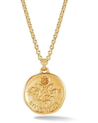 Dower & Hall S Lucky Sixpence Talisman Necklace In Vermeil - Metallic