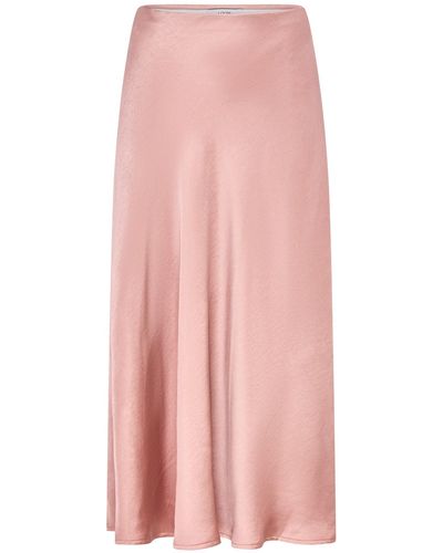 Loom London Neutrals Celeste Bias Cut Blush Satin Skirt - Pink