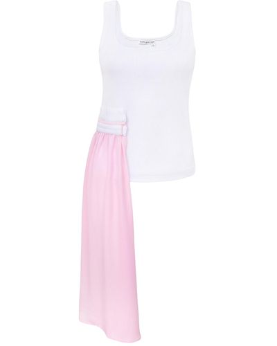 blonde gone rogue Summer Breeze Tank Top With Veil, Upcycled Cotton, In White & Pink