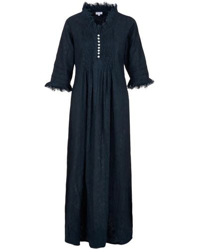At Last Cotton Annabel Maxi Dress In Hand Woven - Blue