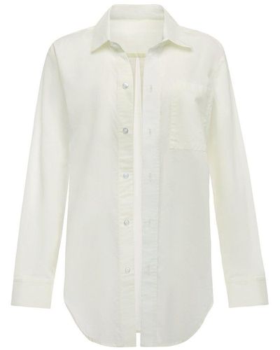 Montce Cream Long Sleeve Button Down Shirt - White