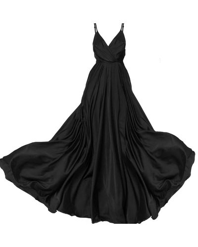 Angelika Jozefczyk Elegant Long Satin Dress Nero - Black
