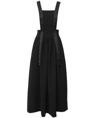 Julia Allert Midi Apron Dress With Adjustable Straps - Black