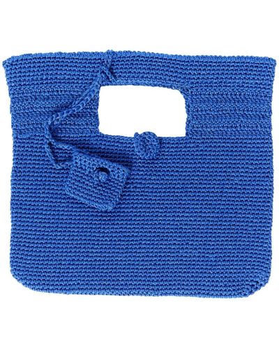 N'Onat Santorini Crochet Bag In Sax - Blue