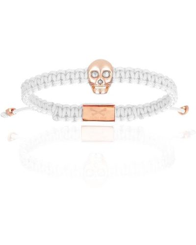 Double Bone Bracelets Pink Gold Skull With Polyester Bracelet - White