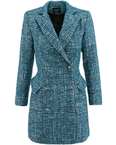 AVENUE No.29 Double Breasted Boucle Blazer Dress - Blue