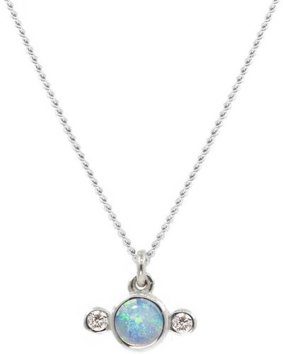 Lee Renee Opal & Diamond Necklace – Silver - Metallic