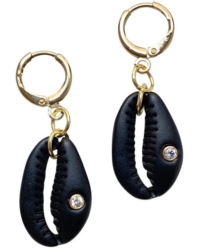 Smilla Brav Black Shell Earrings Kamari - Blue